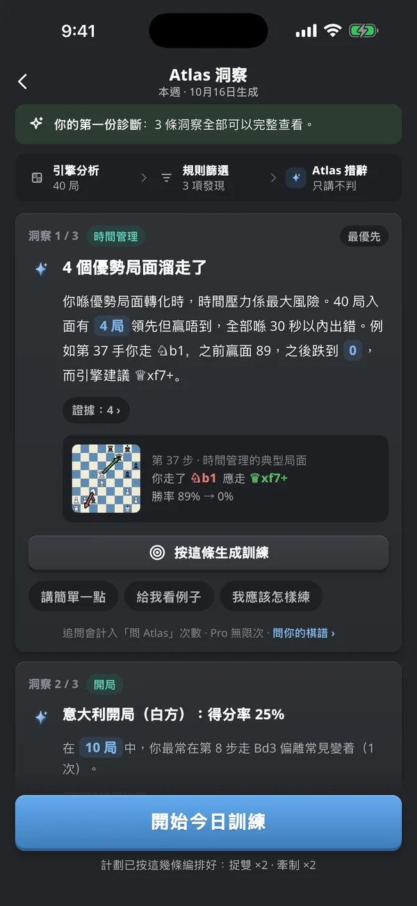 Atlas 洞察：4 個優勢局面溜走了，附帶按此項生成訓練的按鈕